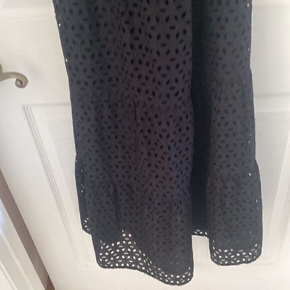 NWT INC black eyelet maxi dress , cinched waist size XS - Picture 4 of 7